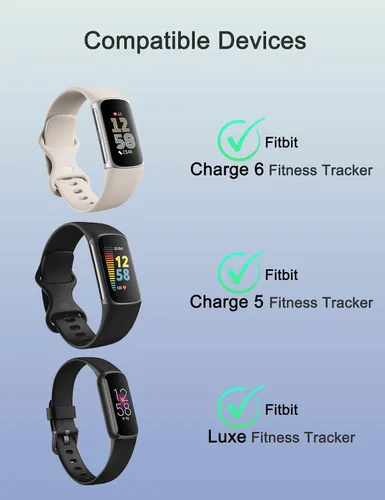 Vista 2 de Cargador compatible con Fitbit Charge 6/Charge 5/Luxe Cable de carga de repuesto para Fitbit Charge 6,5, Luxe Fitness Tracker-3.3 pies/3.3 ft