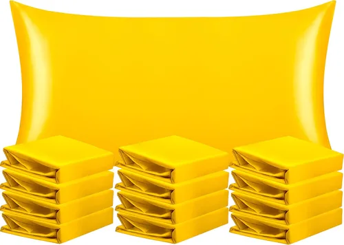 Vista 30 de NTBAY Paquete de 2 fundas de almohada estándar de satén para cabello y piel, lujosas y sedosas fundas de almohada con cierre de sobre, 20 x 26