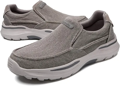 Vista 6 de JAMONWU Zapatos de tela para hombre, mocasines casuales, zapatos para caminar, zapatos ligeros para exteriores