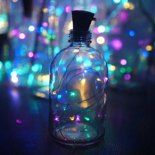 Vista 5 de Paquete de 10 luces solares para botellas de vino, 10 luces LED impermeables con forma de corcho de cobre para bodas, Navidad, exteriores