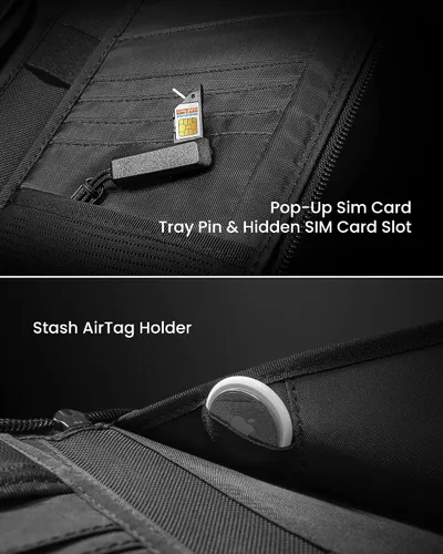 Vista 4 de tomtoc Soporte para pasaporte familiar con un soporte para tarjeta SIM y pasador de expulsión, cartera de viaje con bloqueo RFID y tarjetero