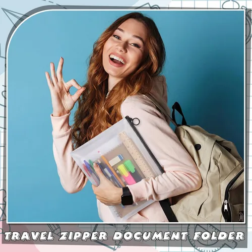 Vista 7 de Yexiya 14 sobres de plástico transparente con cremallera para el regreso a clases, carpeta de documentos con cremallera A4, carpeta de archivos