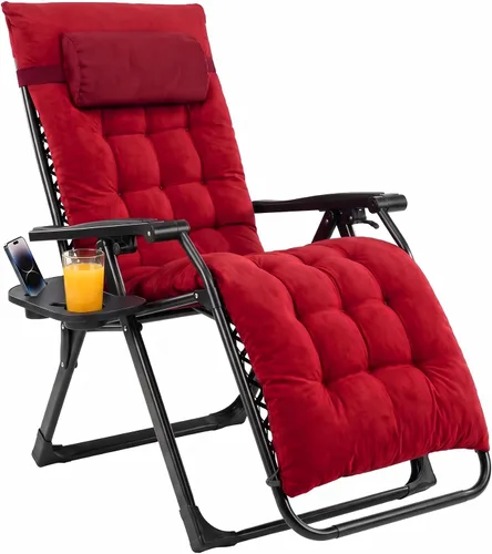 Vista 16 de Sillón de gravedad cero de gran tamaño, silla plegable reclinable para Negro y Verde