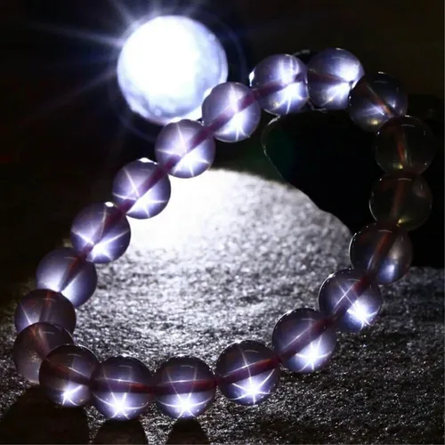 Vista 2 de Rosa Natural Rose Quartz Gemstone Star Light Ronda Crystal pulsera de abalorio