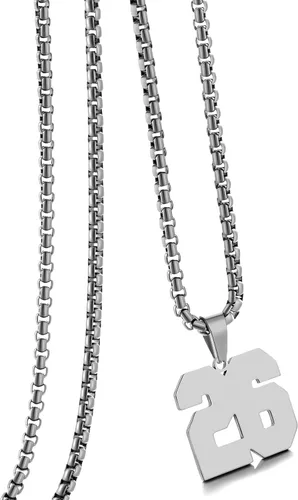 Vista 18 de Collar de Número Dorado para Hombre, Cadena de Acero Inoxidable con Colgante de Número para Atletas, Joyería Deportiva Personalizada para Niños
