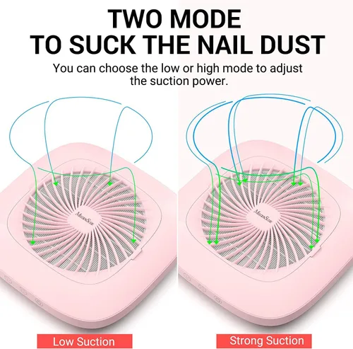 Vista 5 de MelodySusie Colector profesional de polvo de uñas, ventilador de vacío de uñas SPro de 4000 RPM con 2 modos de succión y filtro reutilizable como