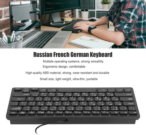 Vista 2 de SUNGOOYUE Teclados de computadora para PC, diseño ergonómico, ultrafino, mini duradero de 78 teclas, teclado USB con cable para PC, portátil
