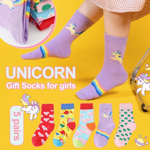 Vista 3 de BISOUSOX Girls Socks 6-8 Years Old Unicorn Fun Crazy Novelty Funny Silly Socks for Kids Boy Girl Birthday Christmas Gift