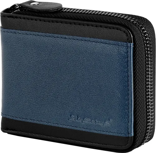 Vista 14 de Admetus Billeteras con bloqueo RFID para hombre, billetera de cuero con cremallera para hombres con tarjetero RFID plegable