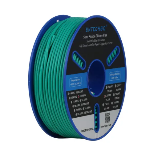 Vista 20 de BNTECHGO Carrete de alambre de silicona calibre 12, 50 pies, color marrón, flexible, 12 AWG, alambre de cobre estañado trenzado