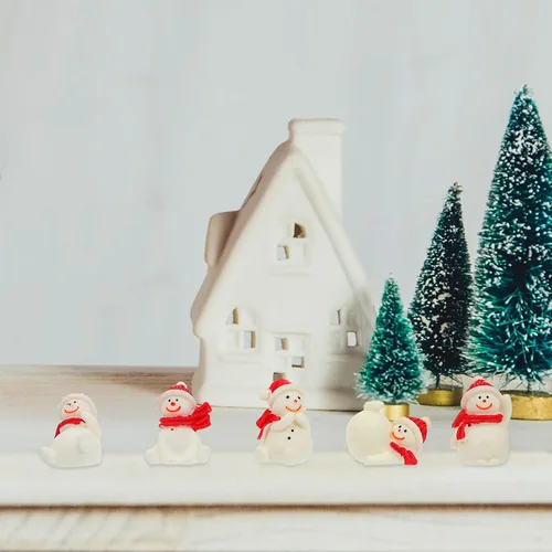 Vista 7 de balacoo 5 piezas de resina de muñeco de nieve de Navidad decoración de acuario elegante pecera paisajismo adorno para decoración de vacaciones