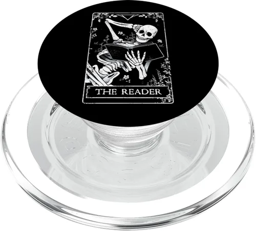 Vista 8 de The Reader - Tarjeta de tarot floral botánico esqueleto lectura, PopSockets intercambiables PopGrip