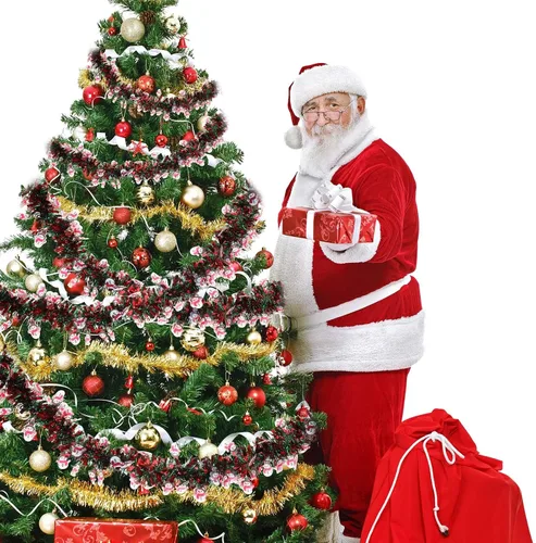 Vista 5 de Eboot 6 guirnaldas de oropel de muñeco de nieve de Navidad de 39.4 pies, guirnalda de oropel colgante de Navidad, guirnalda metálica gruesa