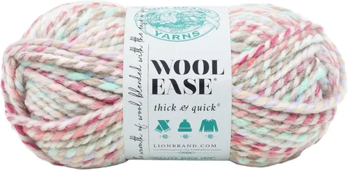 Vista 197 de Lion Brand Yarn - Ovillo de lana Wool-Ease Thick & Quick color fuerza aérea Super Bulky Wool Acrylic Blend Fiber for Soft Hats, Sweaters, Chunky