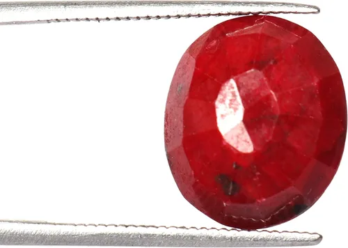 Vista 4 de Piedra preciosa facetada de forma ovalada de rubí en forma ovalada de 8,55 ct de corte rojo sangre Gema de rubí múltiples usos