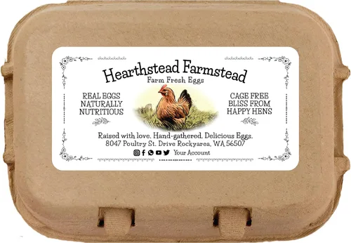 Vista 6 de Havongki 1000 hojas – VOL.1 – Etiquetas personalizadas para cartón de huevos de 4 x 2 pulgadas, calcomanías adhesivas de huevos frescos de granja