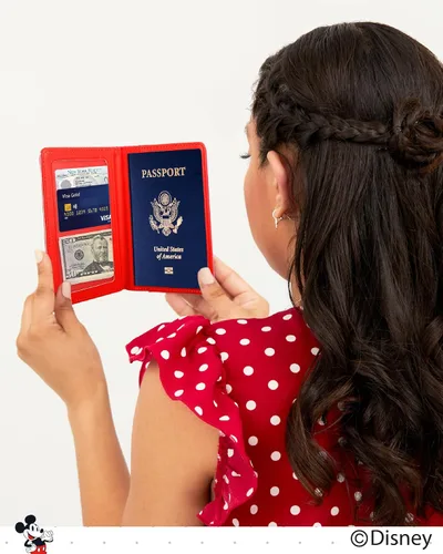 Vista 4 de Disney Funda para pasaporte de Stitch para mujer, licencia oficial, lindo soporte para libro de pasaporte, cartera de pasaporte, artículos
