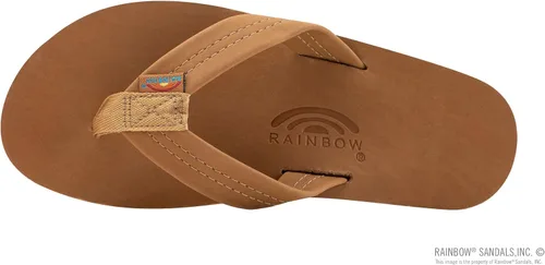 Vista 3 de Sandalias Rainbow para hombre de una sola capa de cuero Premier Cafe