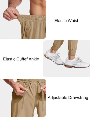 Vista 4 de MAGCOMSEN Pantalones deportivos para hombre con bolsillos con cremallera, pantalones deportivos ligeros para senderismo, correr, entrenamiento