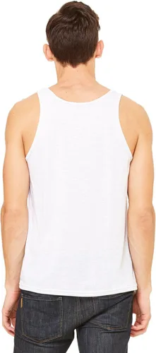Vista 5 de Bella Canvas Camiseta sin mangas para hombre, Trimezcla Salpicado Blanco
