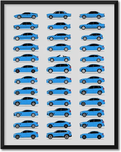 Vista 21 de Custom Car Posters Póster hecho a mano compatible con BMW M Car Poster Print Wall Art Decor of all BMW M Power Cars M3, M4, M5, M2, M6, M1 y más