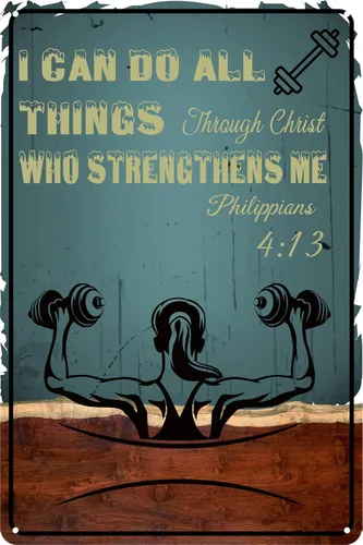 Vista 9 de Póster de disciplina para gimnasio, carteles de entrenamiento para gimnasio en casa, decoración de pared de metal, divertidos carteles de lata