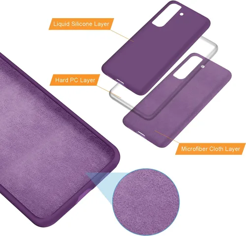 Vista 4 de Funda diseñada para Galaxy S21+ Plus, silicona líquida de goma de gel a prueba de golpes, forro de tela de microfibra suave, compatible con Galaxy
