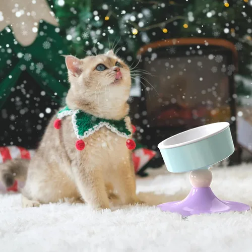 Vista 8 de Cuencos elevados de cerámica para gatos, 3 alturas ajustables, soporte elevado para gatos de interior y perros pequeños, platos inclinados