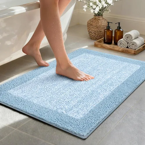 Vista 33 de Alfombras de baño de 17 x 24 pulgadas, antideslizantes, lavables, color gris, para bañera, tapete de baño para baño, tapete suave y absorbente