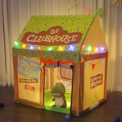 Vista 4 de Tienda de campaña y luces para niños, casa de juegos interior para niños, 28 x 39 x 43 pulgadas
