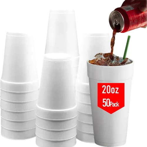 Vista 12 de Mr Miracle Vasos de espuma de poliestireno de 8 onzas, tazas de café desechables (paquete de 50), tazas de espuma blanca aisladas para bebidas