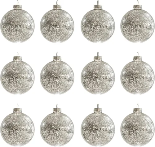 Vista 10 de DN DECONATION Adornos de Navidad de cristal negro, bolas de Navidad colgantes de 3.15 pulgadas para decoración del árbol de Navidad, juego de 9