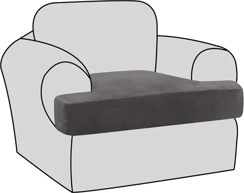 Vista 55 de H.VERSAILTEX Fundas de terciopelo elástico para silla con cojín en forma de T para sala de estar, funda de sofá, funda de asiento con cojín
