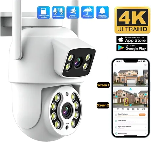 Vista 2 de Cámara de seguridad PTZ WiFi de doble lente de 8MP UK