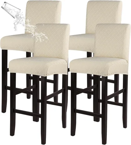 Vista 21 de SearchI Juego de 2 fundas para taburetes de bar, fundas de asiento de taburete elásticas y lavables, fundas para sillas de altura de mostrador