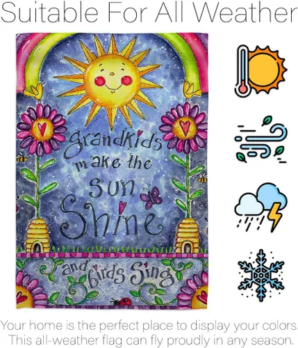 Vista 6 de Breeze Decor - Grandkids Special Occasion - Bandera de jardín vertical decorativa con impresiones familiares de 13 x 18.5 pulgadas, impresa