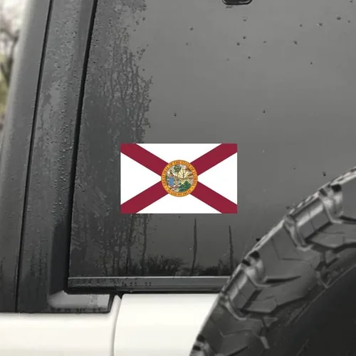 Vista 4 de Adhesivo adhesivo de la bandera del estado de Florida, paquete de 2, 5 x 3 pulgadas, vinilo de alta calidad AW315