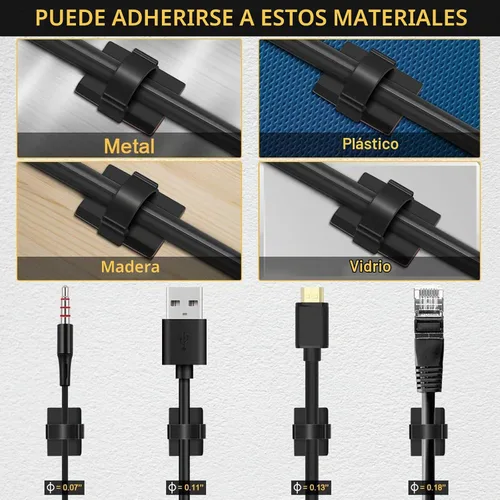 Vista 5 de Clips para Cables Autoadhesivos 3M Organizador de Cables, Sujetador de Alambre Abrazadera de Gestión Adhesiva para Escritorio Coche Cámara de Negro