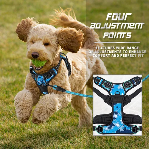 Vista 222 de BARKBAY - Arnés para perro sin tirones con clip frontal, material resistente y reflectante, asa de fácil control para pasear perros grandes