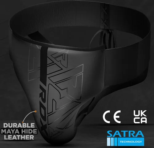 Vista 2 de RDX Protector de ingle para boxeo, Muay Thai, Kickboxing y lucha MMA, equipo abdominal de cuero de piel Maya para entrenamiento de artes marciales