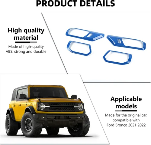Vista 3 de RAZPOY Recubrimiento para Manija Interior de Puerta Compatible con Ford Bronco 2021-2025 Accesorios de Interior, Azul