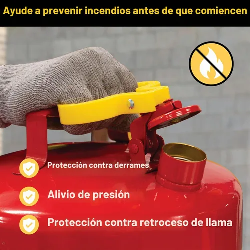 Vista 3 de Eagle Lata de gas de seguridad roja tipo I de 1 galón para gasolina Rojo
