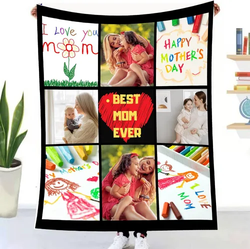 Vista 16 de Manta personalizada con foto y texto personalizado, manta para papá con imágenes de regalo para bebés, amigos, amantes y mascotas, manta