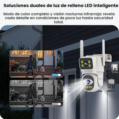 Vista 6 de Cámaras 4G de doble lente para seguridad del hogar, cámara inteligente de seguridad panorámica/inclinable, para exteriores/interiores, visión