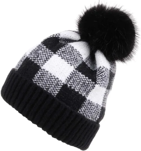 Vista 6 de CRUOXIBB Gorro de esquí de punto grueso grueso y cálido con diseño de búfalo