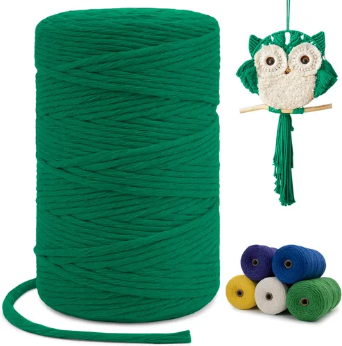 Vista 56 de Cuerda de macramé de una sola hebra de 0.197 in x 110 yardas, cuerda de macramé de algodón natural de 0.197 in, cuerda de algodón grueso para colgar