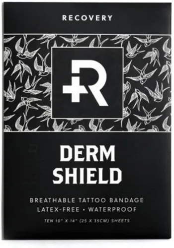 Vista 5 de Recovery Aftercare Derm Shield - Vendaje adhesivo transparente e impermeable para tatuajes, 4 x 4 pulgadas, paquete de 10