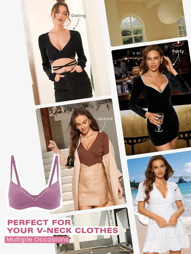 Vista 6 de DOBREVA Sujetador push up para mujer, sin varillas, cómodo, sin aros, acolchado