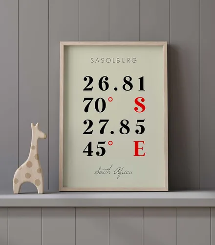 Vista 9 de Mapa de Sasolburg, Sudáfrica, Coordenadas Multilíneas de Colores (16x20)