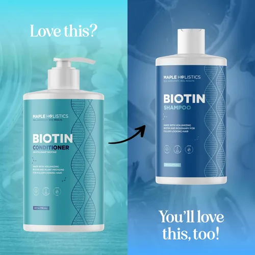 Vista 5 de Acondicionador de Biotina para Cabello Ralo - Acondicionador Voluminizador para Cabello Fino, Delgado y Débil - Sin Sulfatos, Parabenos y Silicona